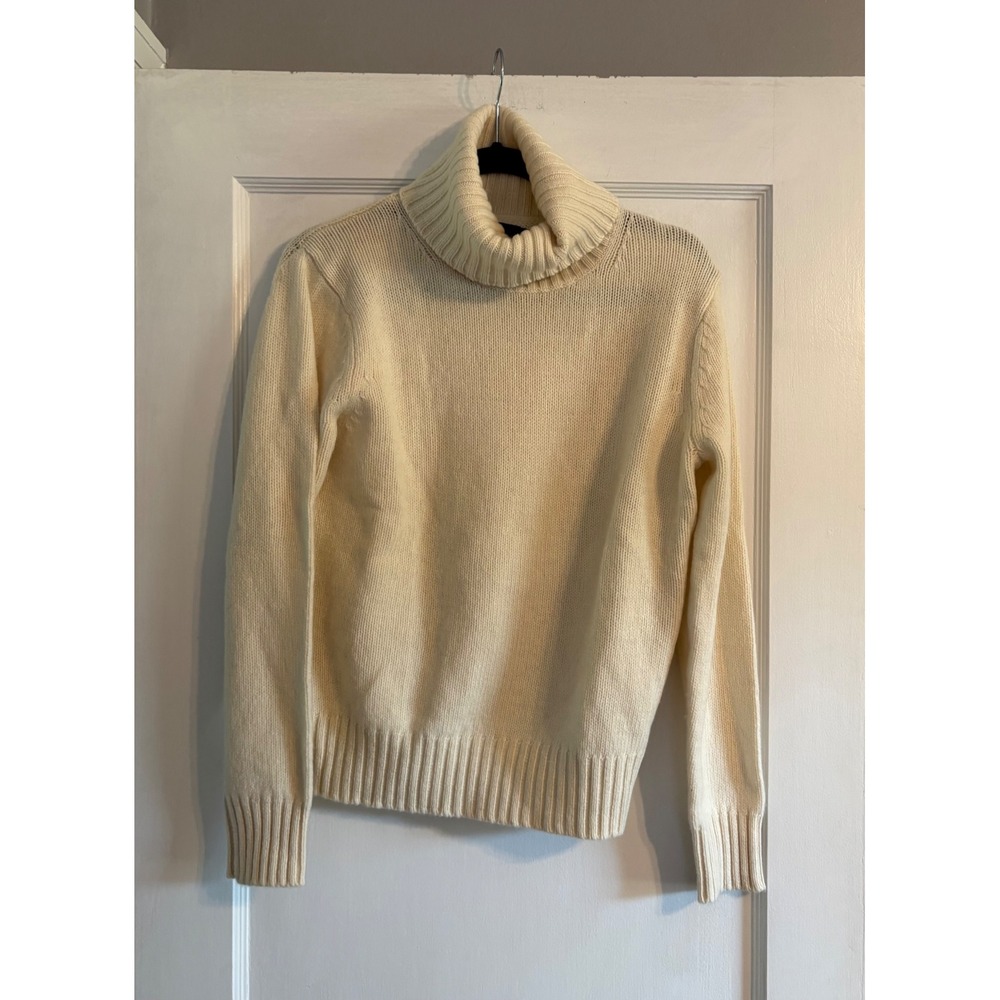 Women's Polo Ralph Lauren 100% Wool Cream Turtleneck Sweater Size Small
